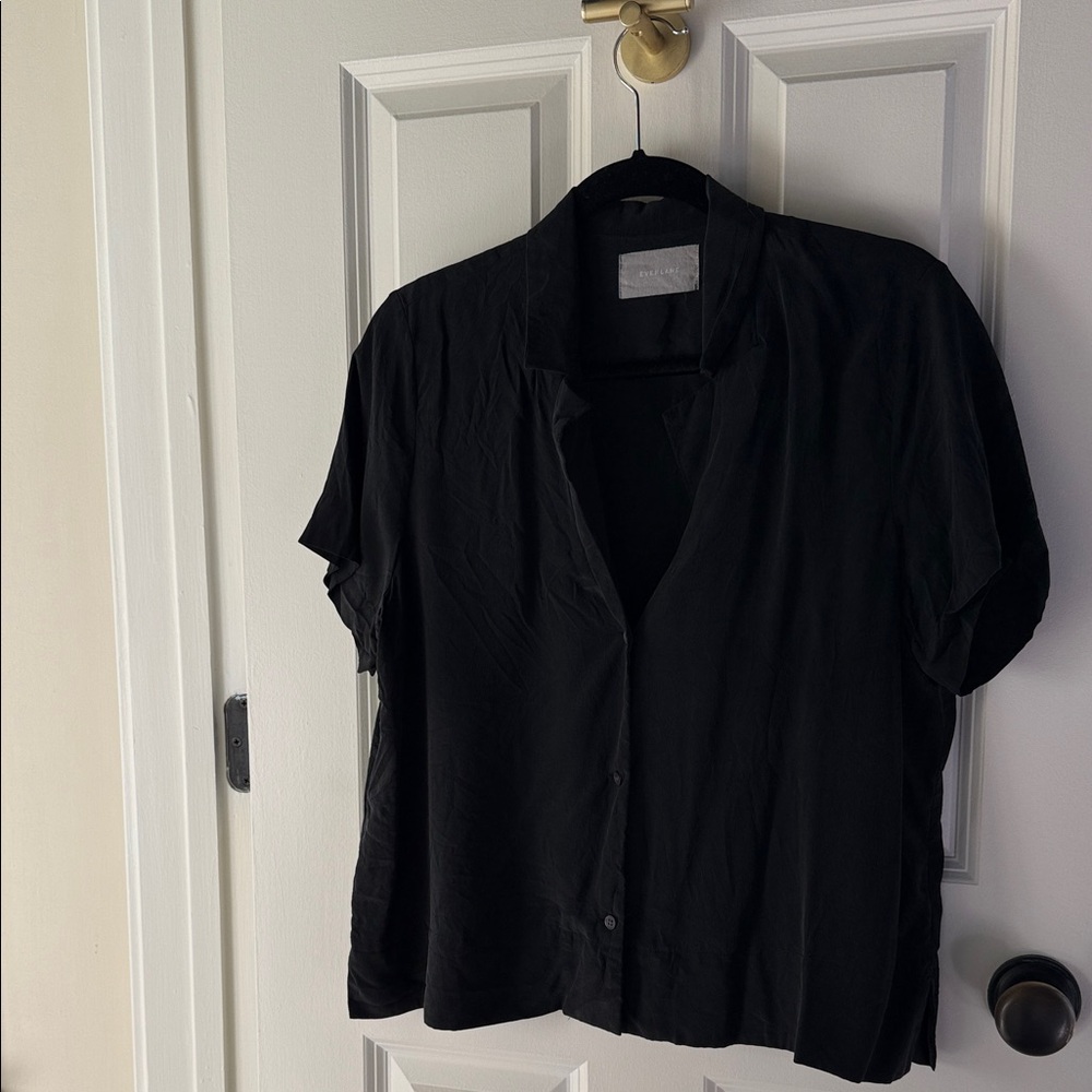 Everlane Washable Silk Black Blouse